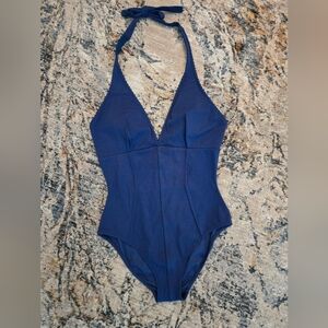 SHAN Blue Halter One Piece Swimsuit